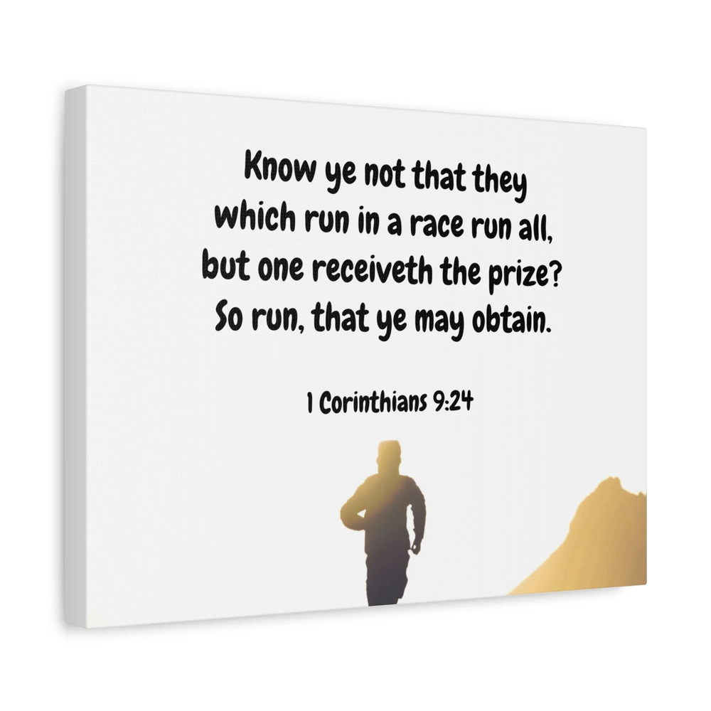 Scripture Canvas Obtain 1 Corinthians 9:24 Christian Wall Art Bible Verse Print